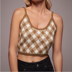 NEW Zara Knit Argyle Checkered Tank Top Stretchy Size M